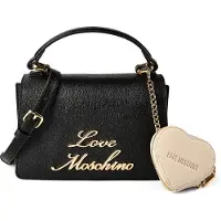 Love Moschino Heart Charm Käsilaukku Nahka 21 cm Musta