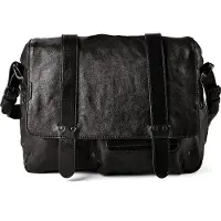 Aunts & uncles Grandma's Luxury Club Messenger-laukku Nahka 34 cm Kannettavan tietokoneen taskun syvyys Musta