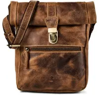 Green Burry Vintage Crossbody-laukku Nahka 27 cm Ruskea