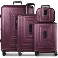 Redolz Essentials 14 -4-pyöräinen matkalaukkusetti (4 kpl) + 4-osainen meikkilaukku, laajennettava taitos Punainen
