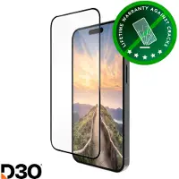 dbramante1928 eco-shield D3O -näytönsuoja, Apple iPhone 16 Plus / 15 Plus, mustat reunat