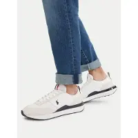 Ralph Lauren for man. 809P01638001 Deportiva Train 89 sneakers in suede and oxford fabric (47), Leather, White, Flat, Laces, Casual