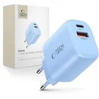 Tech-Protect NCA30 kaksiliitäntäinen laturi - 30W USB-C PD ja 18W USB-A QC3.0 - vauvan sininen