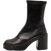 Art for woman. 119731101003_001 Black leather ankle boots -Heel height: 9cm (37), 8 to 10 cm, Zip, Casual