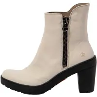 Art for woman. 1175911ZZ003_020 Ice white leather ankle boots -Heel height: 7,5cm (41), Beige, Zip, Casual