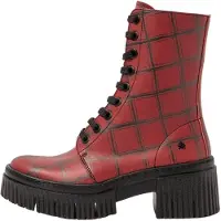 Art for woman. 11375F1X2003_ESP Leather ankle boots 1375F red (36), Flat, 3 to 5 cm, Laces, Zip, Casual