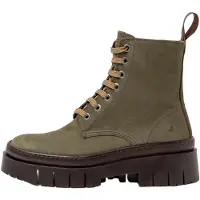 Art for woman. 119531222003_0G3 1953 Amberes green leather ankle boots (37), Flat, Laces, Casual
