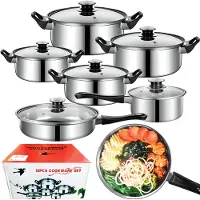Retoo SET OF STEEL POTS AND PAN 12 ELEMENTS