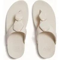 FitFlop Lulu Marbled-Stone Toe-Post Sandals - Cream - 39