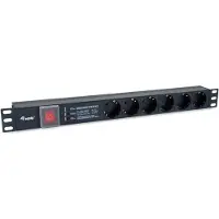 Equip 333317, 1U, Alumiini, 6 AC-pistorasia(a), Tyyppi F, Tyyppi F, 1,8 m