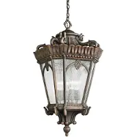 Kichler Tournai-riippuvalaisin, Ø 19 cm, pronssi, alumiini, lasi Tournai, himmennettävä, Pronssi/messinki, Alumiini, Antiikki