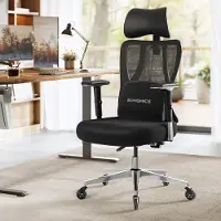 24.Se Ergonominen toimistotuoli 70×70×136 cm / työtuoli 4D-käsinojilla ja ristiseläntuella – Musta