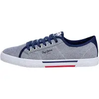 Pepe Jeans for man. PMS30817 Brady shoes blue (40), Fabric, Flat, Laces, Casual