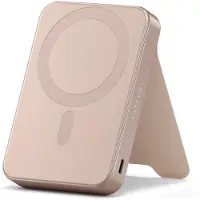 Satechi OntheGo Qi2 10K Magnetic Power Bank with Stand 10000mAh, 20W -varavirtalähde, Aavikonruusu