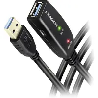 Axagon 3.2 Gen1 USB-A -jatkokaapeli, aktiivinen, lisävirralla, uros-naaras, 10m, musta