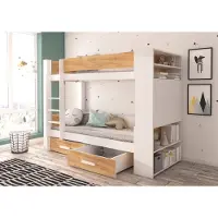ADRK Furniture Sänky Garet 80x180 cm, valkoinen/vaaleanruskea