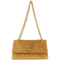 Tory Burch Kira Turnlock Suede Shoulder Bag - Brown - ONE SIZE