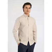 Lindbergh Yarn Dyed Oxford Superflex Shirt L/S - Beige - M