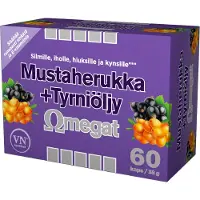 Kärkkäinen Mustaherukka+Tyrniöljy Omegat 60 kaps. ravintolisä