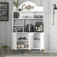 Skye Decor Korkea kaappi Lyon 120 valkoinen pähkinä moderni melamiini