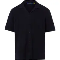 Ralph Lauren Mesh-Knit Cotton Camp Shirt Sweater - Navy - M