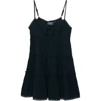 Superdry for woman. W8012115A Navy Tiered Cheesecloth Mini Dress (M), Casual, Cotton, Sleeveless / Straps