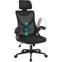 24.Se Yaheetech ergonominen toimistotuoli säädettävällä niskatuella – Ristiseläntuki, taittuvat käsinojat ja kallistustoiminto