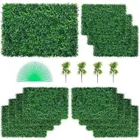 Vevor 12 kpl keinotekoinen puksipuupaneeli UV-puksipuuaitaseinäpaneelit tekonurmi taustaseinä 24x16" 4cm vihreä ruohoseinä tekoaita sisustukseen yksityisyyden suojaan sisä- ja ulkotiloihin puutarhaan