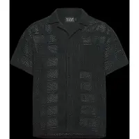 Scotch & Soda Crochet Short-Sleeved Relaxed-Fit Shirt - Black - L