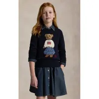 Ralph Lauren for girl. 313702268001 Navy Polo Bear cotton jumper ((L) 10/11años= 144/154cm), Casual, Long sleeve, children's fashion