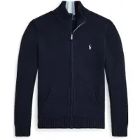 Ralph Lauren for boy. 323799411025 Navy zip-up cotton sweater ((M) 8/9años= 140/149cm), Casual, Long sleeve, children's fashion