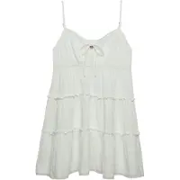 Superdry for woman. W8012115A Off-white tiered mini dress in chiffon (XXS), Casual, Muslin, Sleeveless / Straps