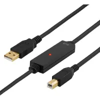 Deltaco 2.0 USB-A - USB-B, aktiivinen, 5m, musta