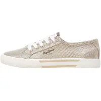 Pepe Jeans for woman. PLS31439 Brady Party Basic Sneakers gold (41), Flat, Laces, Casual