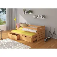 ADRK Furniture Lasten sänky turvalaidalla Tomi 90x200 cm, ruskea