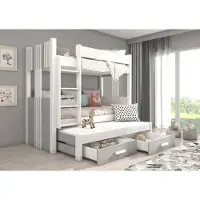 ADRK Furniture Kerrossänky Artema 90x200, valkoinen/harmaa