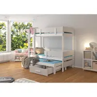 ADRK Furniture Kerrossänky Etapo 80x180, valkoinen/harmaa