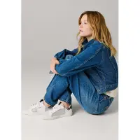 Pepe Jeans for woman. PLS31598 Leather shoes Lane white, silver (36), Flat, Suede, Laces, Casual