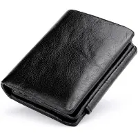 INF RFID-suojattu nahkalompakko miehille - Kolmitaitto & Ohut Black