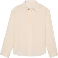 Calvin Klein Viscose Sheer Stripe Ls Shirt - Cream - S