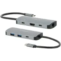Mobilis 001382, Langallinen, USB 3.2 Gen 1 (3.1 Gen 1) Type-C, 100 W, 10,100,1000 Mbit/s, Musta, Harmaa, 5 Gbit/s