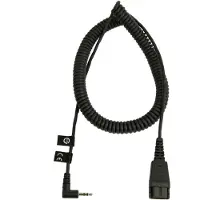 Jabra QD CORD TO 2,5MM PIN PLUG, COILED 0,5-2M, FI. FOR PANASONIC GB500, PLX CA40 (8800-01-46)