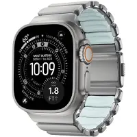 Nomad Stratos Band - 49mm | Natural Titanium | Icy Blue Glow FKM