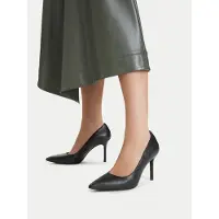 Ralph Lauren for woman. 802P09032001 Black leather Lindella II pumps (39), 8 to 10 cm, None, Casual, Classic