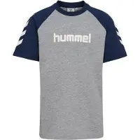 Hummel T-paita - hmlJR Logo - Harmaa melange/Dress Blues - - 7-8 v (122-128) - T-paidat