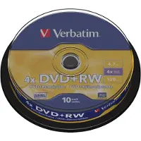 Verbatim DVD+RW LEVY 10kpl 4,7GB DVD+RW 4X , Branded Matt Silver 10 spindle RETAIL