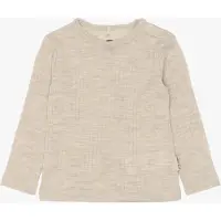 Mikk-Line Lasten Pitkähihainen T-paita Merinovilla, Melange Offwhite, 128