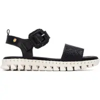Carmela for woman. 16326603-NEGRO Leather Sandals 163266 black (36), Flat, Buckle, Casual