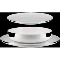 Alessi Table Set Consisting Of Four Dinner Plates, Four Deep Plates, Four Side Dishes In White Porcelain - White - ONE SIZE