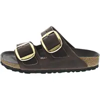 Birkenstock for woman. 1032916 Brown Oiled Leather Arizona Big Buckle Sandals (Narrow Fit) (38), Flat, None, Casual, Havana